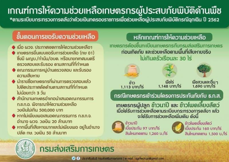 เปิดรายละเอียด กรมส่งเสริมเกษตร เยียวยาเกษตรกรหลังเกิดภัยพิบัติ
