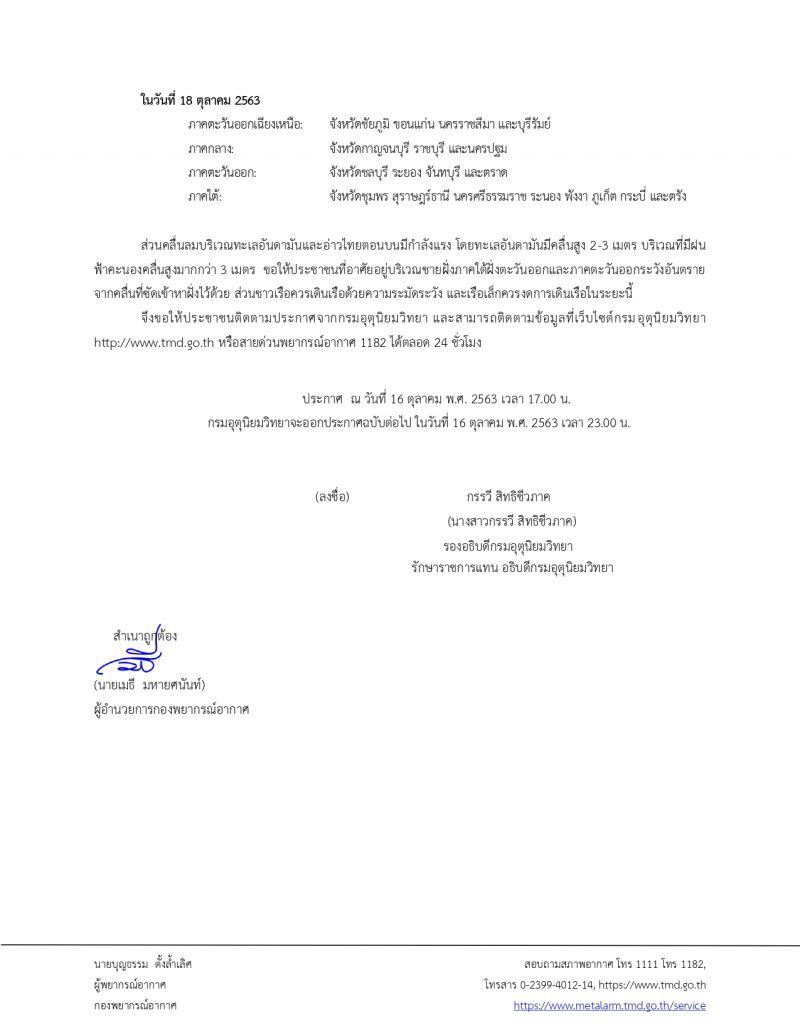 ประกาศ​กรมอุตุ​นิยม​วิทยา​ฉบับ​ที่​6