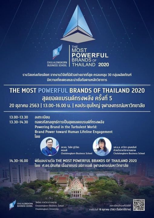 จุฬาฯ เลื่อนจัดงาน “สุดยอดแบรนด์ทรงพลังปี 2020” 