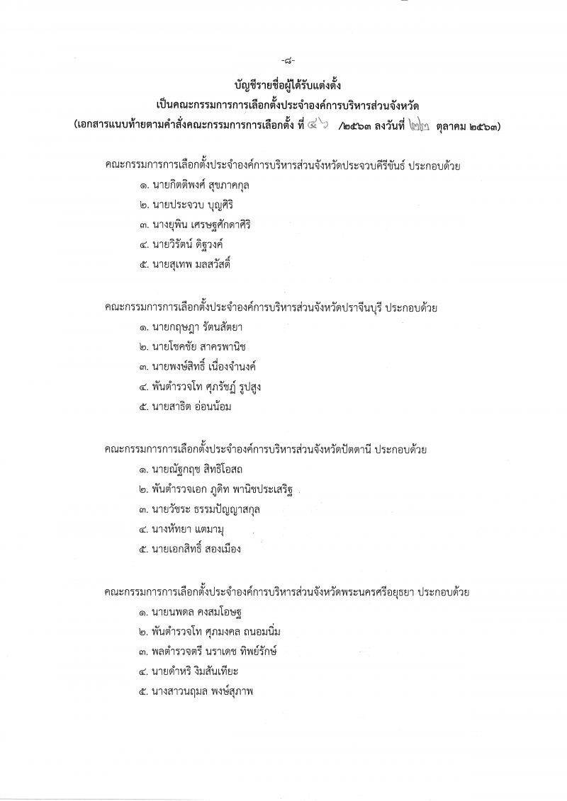 เช็กชื่อที่นี่  ตั้งแล้วกกต.ประจำอบจ.76จังหวัด
