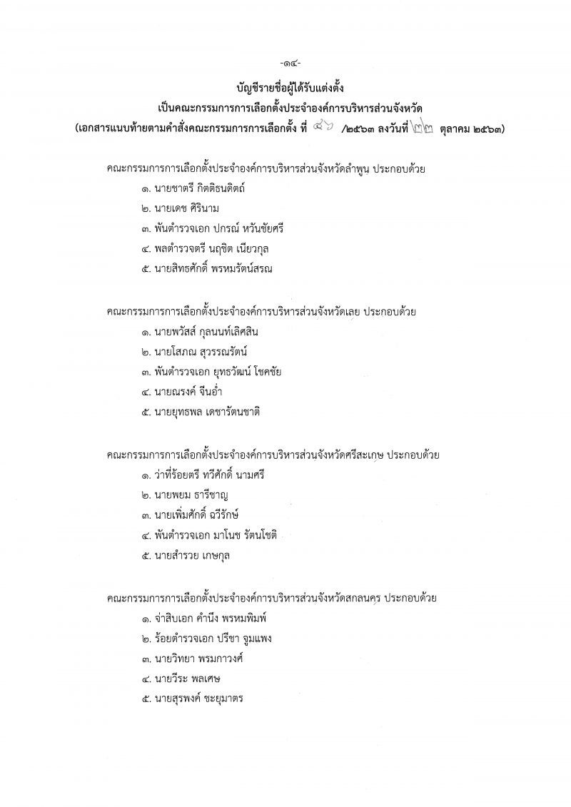 เช็กชื่อที่นี่  ตั้งแล้วกกต.ประจำอบจ.76จังหวัด