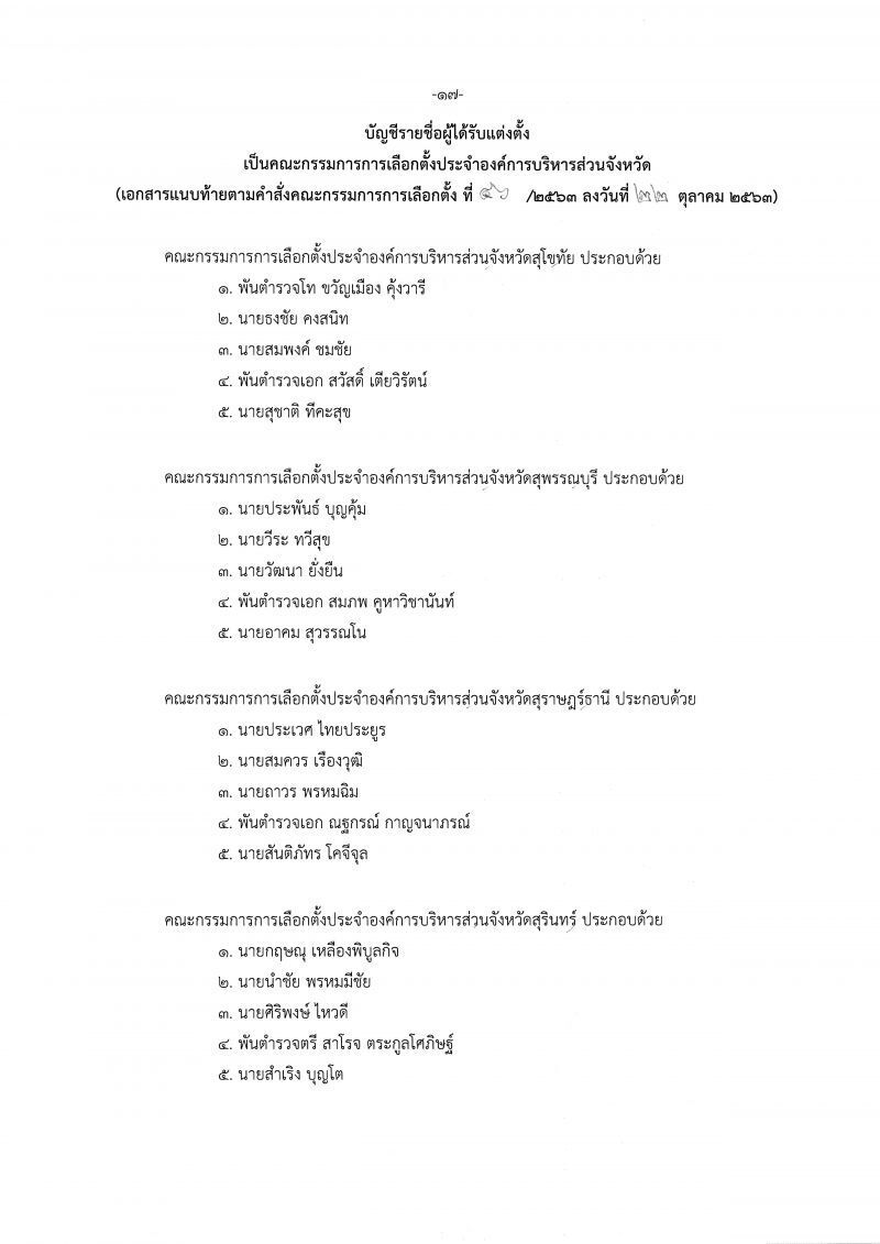 เช็กชื่อที่นี่  ตั้งแล้วกกต.ประจำอบจ.76จังหวัด