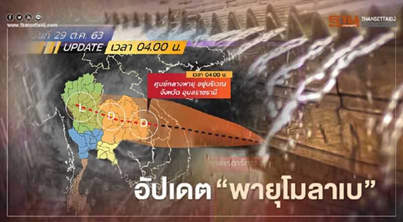 อัปเดต "พายุโมลาเบ” ศูนย์กลางอยู่จังหวัดอุบลราชธานี อัปเดต "พายุโมลาเบ” ศูนย์กลางอยู่จังหวัดอุบลราชธานี