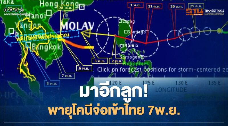 เกาะติด พายุลูกใหม่ "โคนี" จ่อเข้าไทยวันที่ 7 พ.ย. คาดอีสานตอนล่างอ่วม