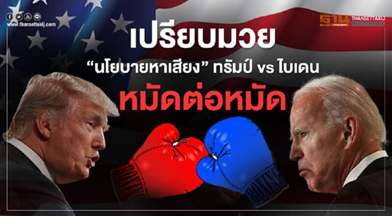 เปรียบมวย “นโยบายหาเสียง” ทรัมป์ vs ไบเดน หมัดต่อหมัด เปรียบมวย “นโยบายหาเสียง” ทรัมป์ vs ไบเดน หมัดต่อหมัด