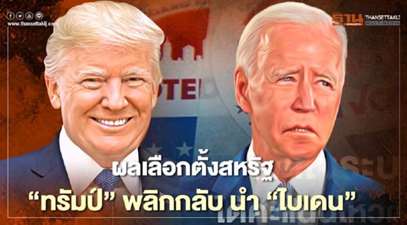 ด่วน ผลเลือกตั้งสหรัฐ "ทรัมป์" พลิกกลับนำ "ไบเดน" ด่วน ผลเลือกตั้งสหรัฐ "ทรัมป์" พลิกกลับนำ "ไบเดน"