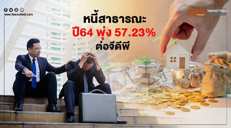 หนี้สาธารณะ ปี64 พุ่ง 57.23% ต่อจีดีพี หนี้สาธารณะ ปี64 พุ่ง 57.23% ต่อจีดีพี