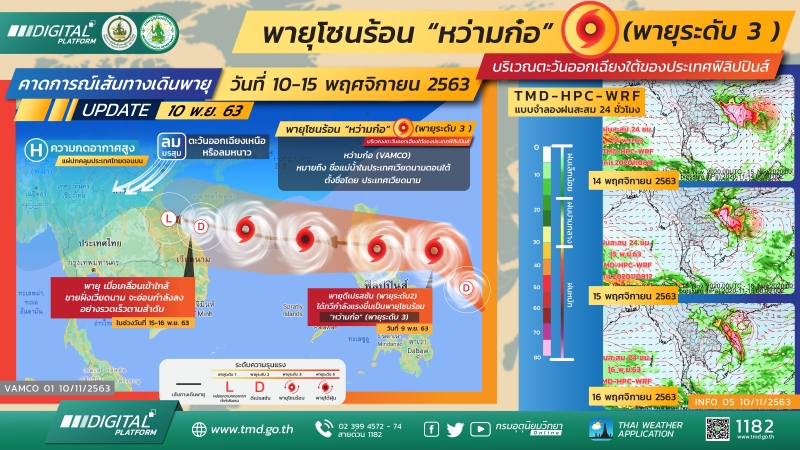 เปิดเส้นทางเดิน พายุโซนร้อน"หว่ามเก๋อ"