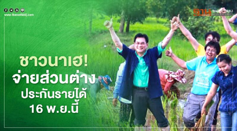 ชาวนาเฮ! จ่ายส่วนต่าง ประกันรายได้ข้าว 16 พ.ย.นี้ ชาวนาเฮ! จ่ายส่วนต่าง ประกันรายได้ข้าว 16 พ.ย.นี้