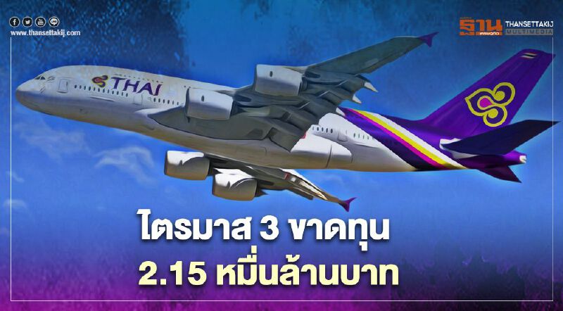 การบินไทย ไตรมาส3/63 ขาดทุน บักโกรก 2.15 หมื่นล้านบาท9เดือนเฉียด5หมื่นล้าน