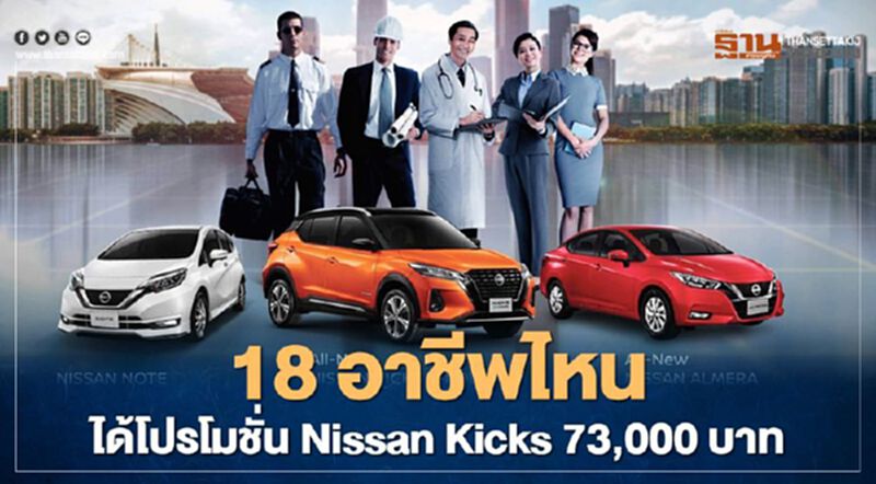 เช็คสิทธิ์ 18 อาชีพได้ โปรโมชั่น Nissan Kicks มูลค่า 73,000 บาท เช็คสิทธิ์ 18 อาชีพได้ โปรโมชั่น Nissan Kicks มูลค่า 73,000 บาท