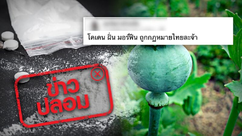 ข่าวปลอม ! ถอดโคเคน มอร์ฟีน ฝิ่น ออกจากยาเสพติดให้โทษ ข่าวปลอม ! ถอดโคเคน มอร์ฟีน ฝิ่น ออกจากยาเสพติดให้โทษ