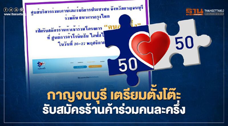 กาญจนบุรี เตรียมตั้งโต๊ะรับสมัครร้านค้าร่วมลงทะเบียนคนละครึ่ง กาญจนบุรี เตรียมตั้งโต๊ะรับสมัครร้านค้าร่วมลงทะเบียนคนละครึ่ง