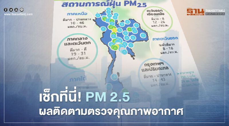 เช็กที่นี่ ! PM 2.5 ผลติดตามตรวจคุณภาพอากาศ คพ.