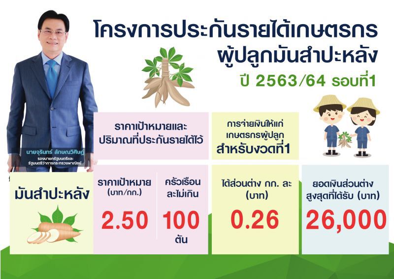 พรุ่งนี้โอน ชาวไร่มันสำปะหลัง เช็กเลย! ธ.ก.ส. จ่าย เงินประกันราคา งวดแรก สูงสุด 26,000 บาท