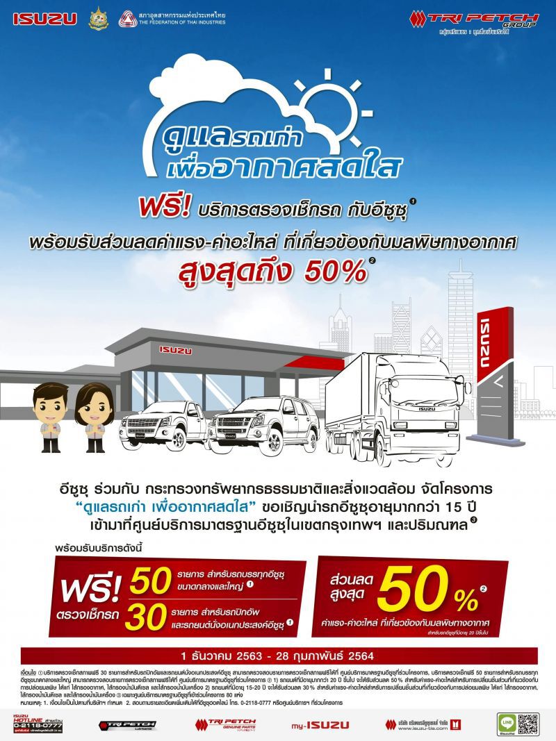 อีซูซุ ชวนคนใช้รถเก่าเข้าศูนย์ ฟรีตรวจเช็ค 30-50 รายการ