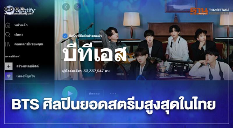 Spotify เผย BTS ศิลปินยอดสตรีมสูงสุดในไทย Spotify เผย BTS ศิลปินยอดสตรีมสูงสุดในไทย