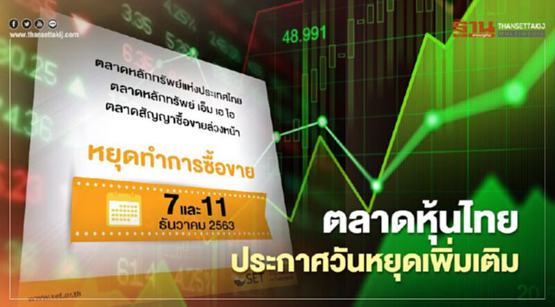 ตลาดหุ้นไทยประกาศวันหยุดเพิ่มเติม ตลาดหุ้นไทยประกาศวันหยุดเพิ่มเติม
