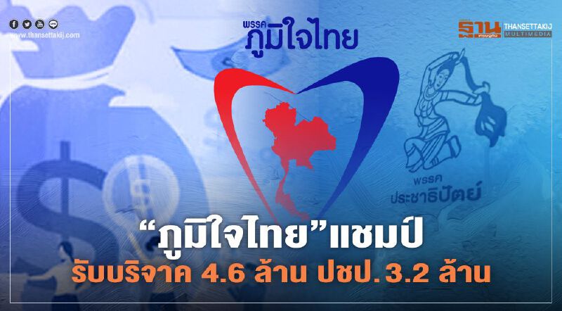 กกต.เปิดเงินบริจาคพรรค “ภูมิใจไทย”แชมป์รับ  4.6 ล้าน ปชป. 3.2 ล้าน 