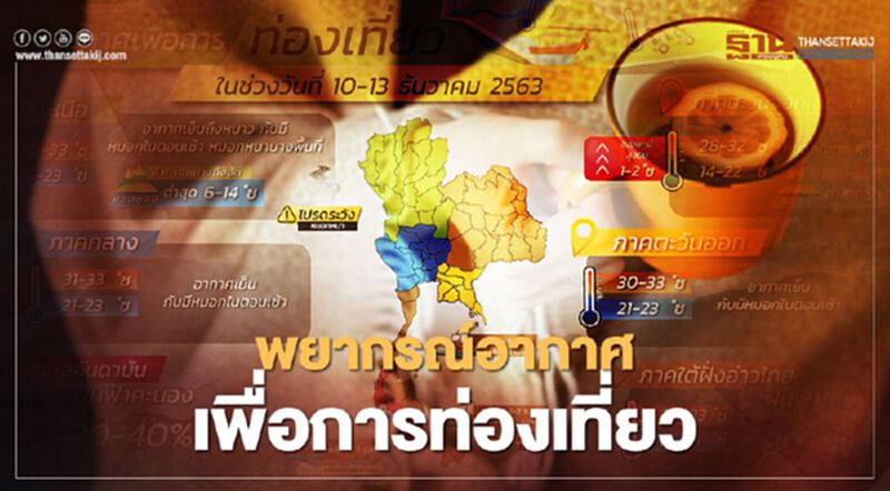 กรมอุตุฯพยากรณ์อากาศเพื่อการท่องเที่ยว 10-13 ธ.ค.นี้ กรมอุตุฯพยากรณ์อากาศเพื่อการท่องเที่ยว 10-13 ธ.ค.นี้