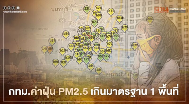 เช้านี้ กทม.ค่าฝุ่น PM2.5 เกินมาตรฐาน 1 พื้นที่ เช้านี้ กทม.ค่าฝุ่น PM2.5 เกินมาตรฐาน 1 พื้นที่