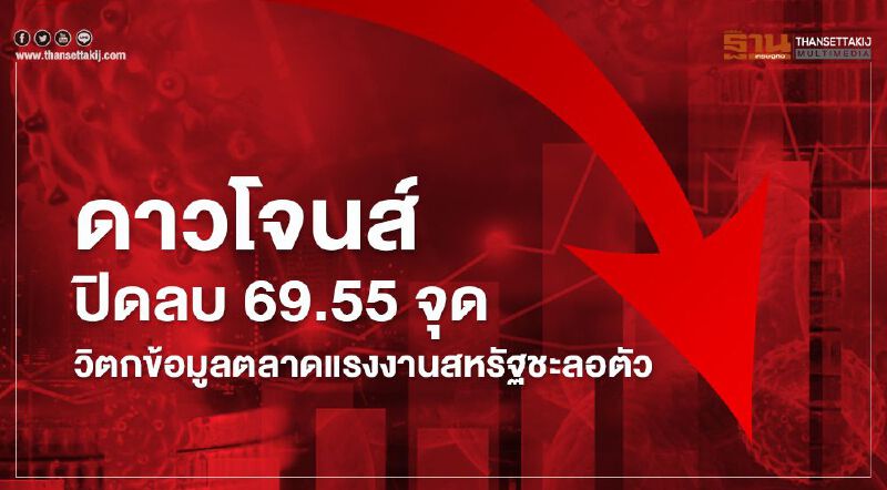 ดาวโจนส์ปิดลบ 69.55 จุด วิตกข้อมูลตลาดแรงงานสหรัฐชะลอตัว