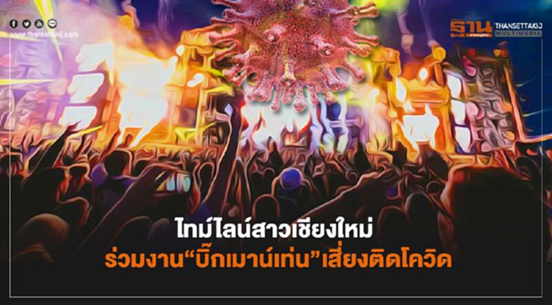 ส่องไทม์ไลน์ สาวเชียงใหม่ร่วมงาน “บิ๊กเมาน์เท่น” เสี่ยงติดโควิด-19 ส่องไทม์ไลน์ สาวเชียงใหม่ร่วมงาน “บิ๊กเมาน์เท่น” เสี่ยงติดโควิด-19