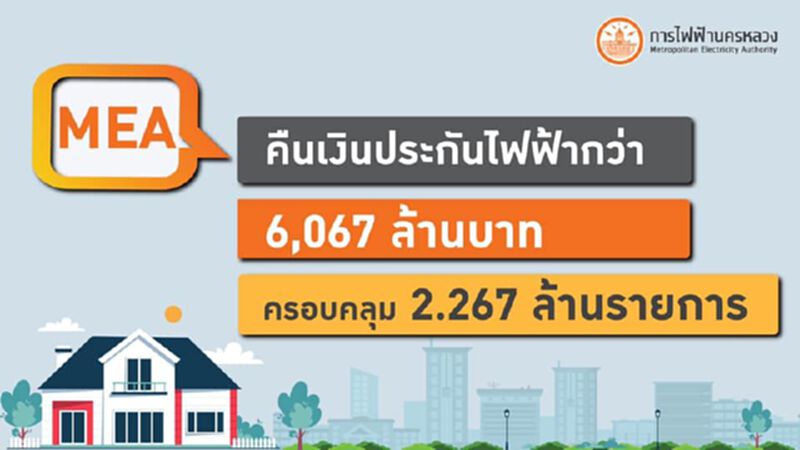 MEA คืนเงินประกันไฟฟ้าแล้ว 6,067 ล้านบาท MEA คืนเงินประกันไฟฟ้าแล้ว 6,067 ล้านบาท