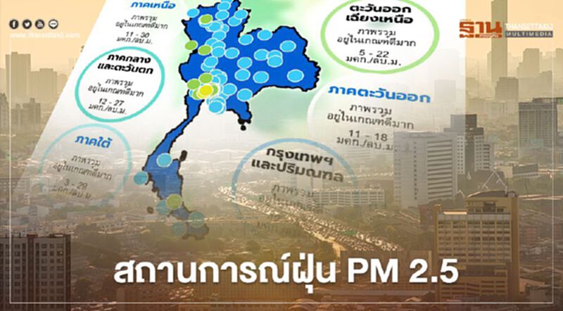 เปิดแผนที่สถานการณ์ฝุ่น PM 2.5 ทั่วไทย เปิดแผนที่สถานการณ์ฝุ่น PM 2.5 ทั่วไทย