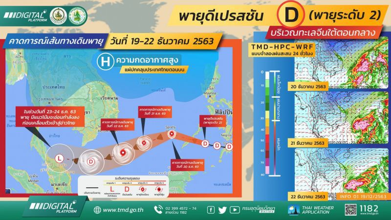 เส้นทางพายุดีเปรสชัน บริเวณทะเลจีนใต้ตอนกลาง 