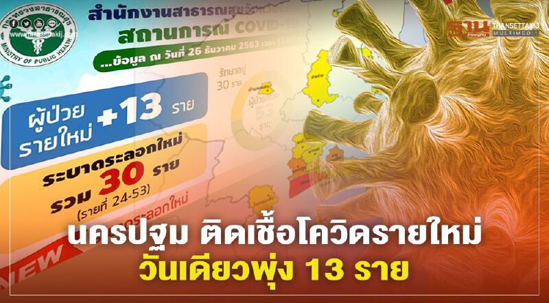 "นครปฐม" ติดเชื้อโควิดรายใหม่วันเดียวพุ่ง 13 ราย 