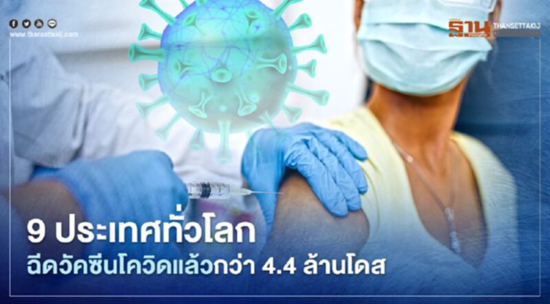 9 ประเทศทั่วโลกฉีดวัคซีนโควิดแล้วมากกว่า 4.4 ล้านโดส 9 ประเทศทั่วโลกฉีดวัคซีนโควิดแล้วมากกว่า 4.4 ล้านโดส