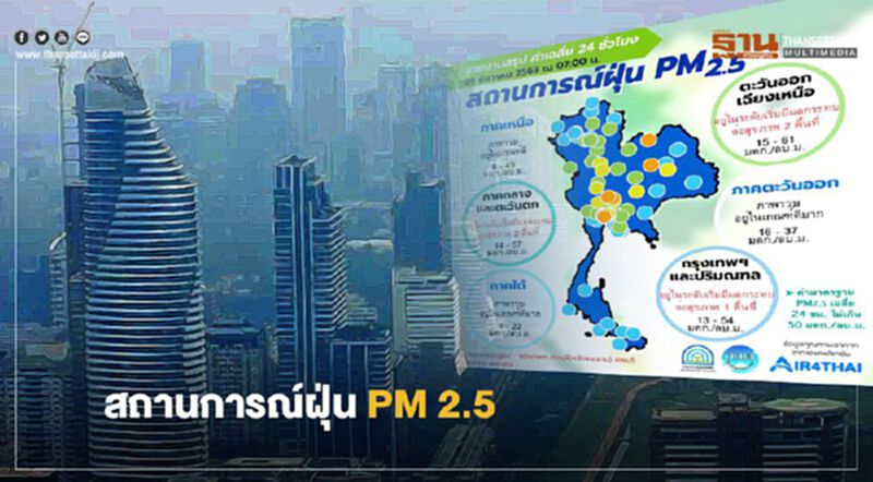 สถานการณ์ฝุ่น PM 2.5 เช้านี้เกินมาตรฐาน 5 จังหวัด สถานการณ์ฝุ่น PM 2.5 เช้านี้เกินมาตรฐาน 5 จังหวัด