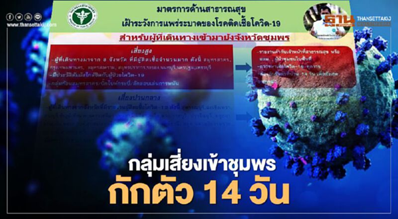 "ชุมพร"สกัด "โควิด"หากเป็นกลุ่มเสี่ยงเข้าจังหวัดขอกักตัว 14 วัน "ชุมพร"สกัด "โควิด"หากเป็นกลุ่มเสี่ยงเข้าจังหวัดขอกักตัว 14 วัน
