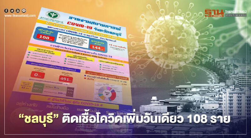 “ชลบุรี”ติดเชื้อโควิดเพิ่มวันเดียว 108 ราย ผู้ป่วยสะสม 144 ราย