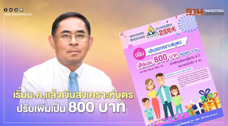 ผู้ประกันตนเฮ ! เงินสงเคราะห์บุตรประกันสังคมปรับเพิ่มเป็น800 บาท เริ่มงวดม.ค.นี้ ผู้ประกันตนเฮ ! เงินสงเคราะห์บุตรประกันสังคมปรับเพิ่มเป็น800 บาท เริ่มงวดม.ค.นี้