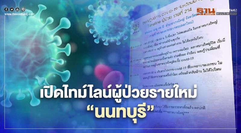 "นนทบุรี" เปิดไทม์ไลน์ผู้ป่วยติดเชื้อโควิดรายใหม่ เชื่อมโยง"ตลาดบางใหญ่" 