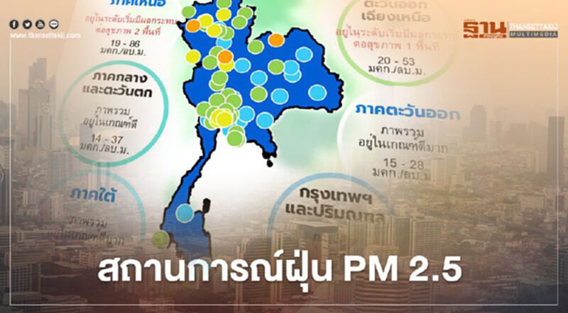 สถานการณ์ฝุ่น PM 2.5 เช้านี้(5 ม.ค.)เกินมาตรฐาน 3 จังหวัด สถานการณ์ฝุ่น PM 2.5 เช้านี้(5 ม.ค.)เกินมาตรฐาน 3 จังหวัด