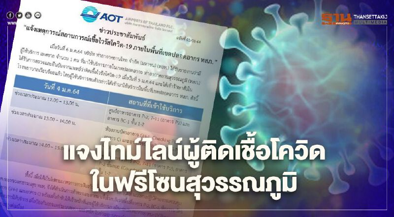 ทอท.เปิดไทม์ไลน์พนักงานชิปปิ้งติดเชื้อโควิด ในฟรีโซนสนามบินสุวรรณภูมิ