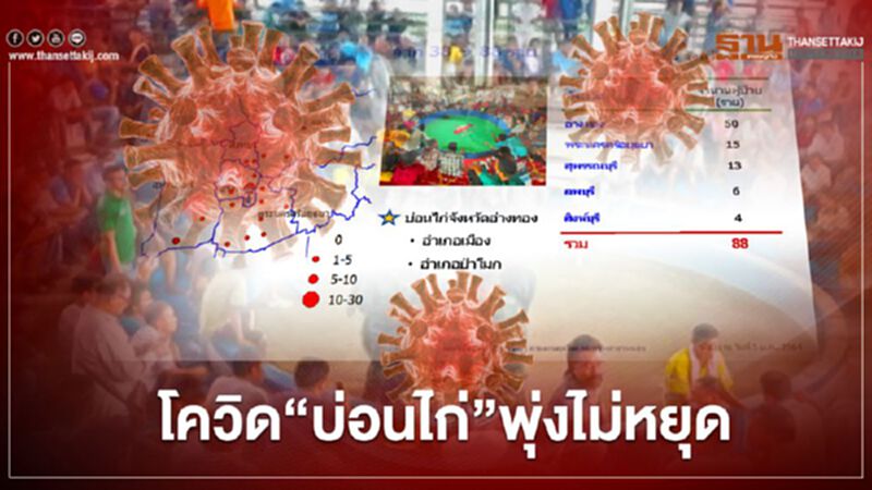"บ่อนไก่"แพร่โควิด-19 ไม่หยุด ติดเชื้อแล้ว 88 ราย "บ่อนไก่"แพร่โควิด-19 ไม่หยุด ติดเชื้อแล้ว 88 ราย