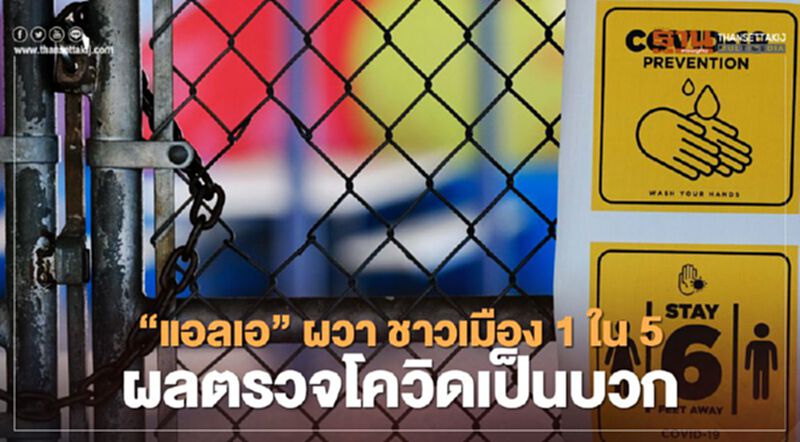 “แอลเอ” ผวา ชาวเมือง 1 ใน 5 มีผลตรวจโควิดเป็นบวก “แอลเอ” ผวา ชาวเมือง 1 ใน 5 มีผลตรวจโควิดเป็นบวก
