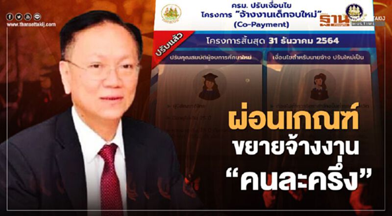 ผ่อนเกณฑ์ขยายจ้างงาน"คนละครึ่ง" ผ่อนเกณฑ์ขยายจ้างงาน"คนละครึ่ง"