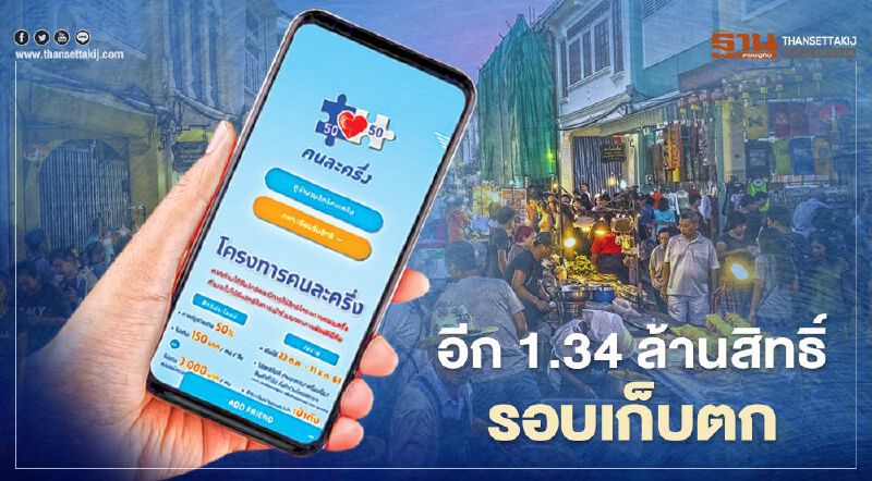 อีก 1.34 ล้านสิทธิ์"คนละครึ่งเฟส 2"รอบเก็บตกรับ 3,500 บาท ลงทะเบียน 20 ม.ค.นี้ 