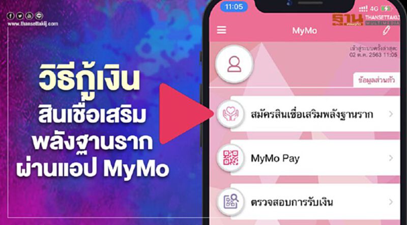 เปิดขั้นตอนวิธีกู้เงินสินเชื่อเสริมพลังฐานราก ธนาคารออมสิน ผ่านแอป "MyMo" เปิดขั้นตอนวิธีกู้เงินสินเชื่อเสริมพลังฐานราก ธนาคารออมสิน ผ่านแอป "MyMo"