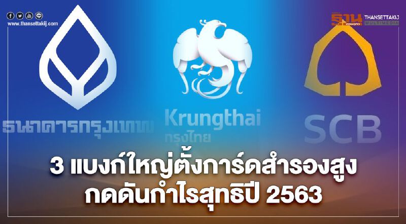3แบงก์ใหญ่ตั้งการ์ดสำรองสูง กดดันกำไรสุทธิปี2563
