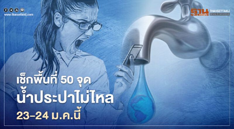 เช็กเลย! "น้ำประปาไม่ไหล" จุดไหนบ้างในกทม. เช็กเลย! "น้ำประปาไม่ไหล" จุดไหนบ้างในกทม.