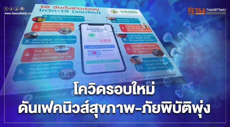 จับตาโควิดรอบใหม่ดันเฟคนิวส์สุขภาพ/ภัยพิบัติพุ่ง