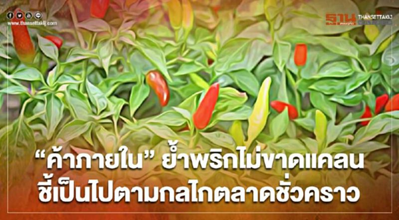 “ค้าภายใน” ย้ำพริกสดยังไม่ขาดแคลน ชี้เป็นไปตามกลไกตลาดชั่วคราว “ค้าภายใน” ย้ำพริกสดยังไม่ขาดแคลน ชี้เป็นไปตามกลไกตลาดชั่วคราว