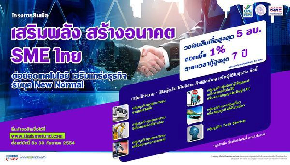 SME D Bank เดินหน้าเติมทุนเสิร์ฟสินเชื่อดอกเบี้ยถูก1%ต่อปีสูงสุด 5 ล้านบาท