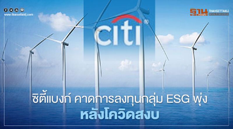 ซิตี้แบงก์คาด การลงทุนกลุ่ม ESG พุ่งหลังโควิดสงบ ซิตี้แบงก์คาด การลงทุนกลุ่ม ESG พุ่งหลังโควิดสงบ